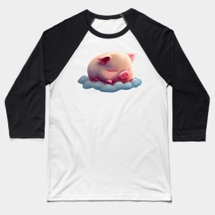 A baby piglet sleeping on a cloud Baseball T-Shirt